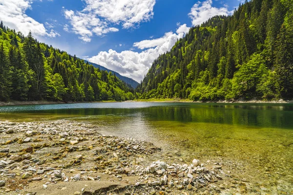 Пейзаж Красивым Озером Горах Паран Румыния — стоковое фото