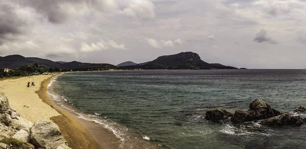 Beau Panorama Sur Mer Méditerranée Grèce Cristal Eau Colorée Roches — Photo