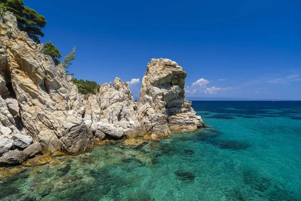 Paisagem Com Uma Bela Imagem Costa Mar Grécia — Fotografia de Stock