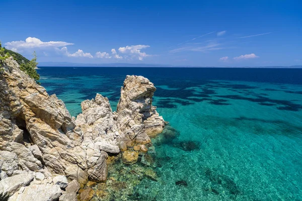 Paisagem Com Uma Bela Imagem Costa Mar Grécia — Fotografia de Stock