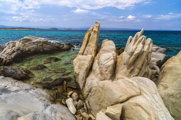 Yunanistan Güzel Deniz Kıyı Görüntüsüyle Manzara — Stok fotoğraf