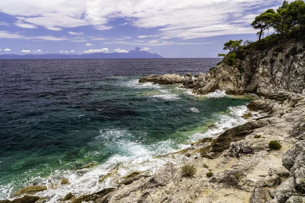 Пейзаж Красивым Видом Море Греции — стоковое фото