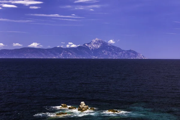 Mount Athos Sithonia Yarımadanın Gördüm Yatay — Stok fotoğraf