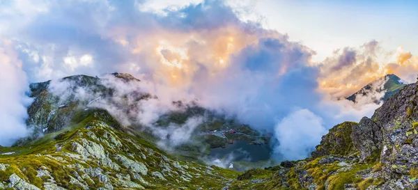 Veduta Aerea Del Lago Balea Nelle Montagne Fagaras Della Romania — Foto Stock