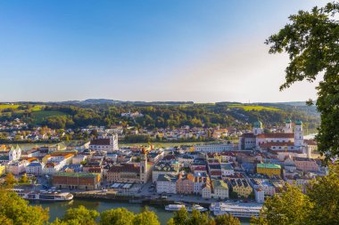 Passau, Almanya, Bavyera ile manzara.