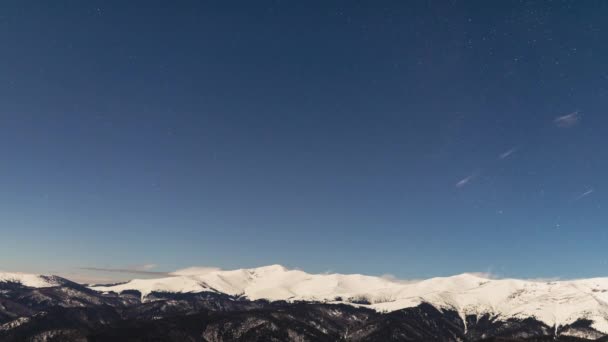 Time Lapse Con Paisaje Nocturno Invierno Las Montañas Nevadas — Vídeos de Stock