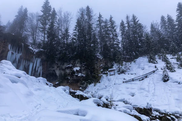 Cascata Ghiacciata Inverno Montagna — Foto Stock