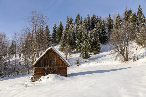 Landscape Romanian Traditional Village Winter Day — Stock Photo, Image