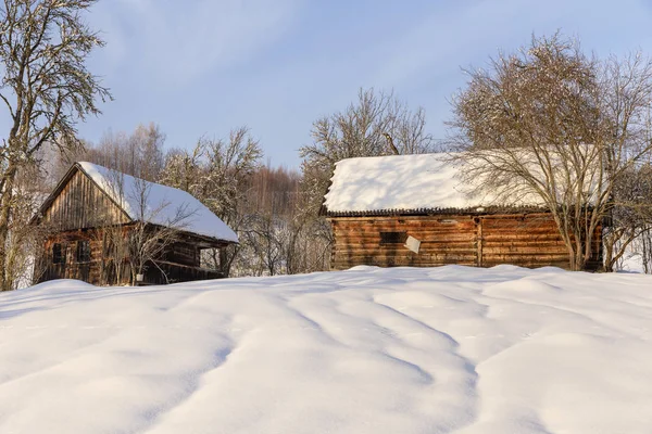Landschaft Mit Rumänischem Traditionellen Dorf Einem Wintertag — Stockfoto