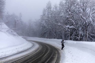 Onu kış tatil Hapopy turist Bayan dağlarda
