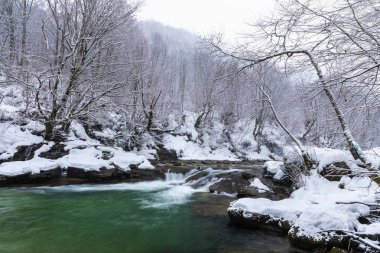 Nehir kış masmavi sularına ile