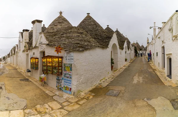 Alberobello Apulia Italia Febrero Hermosa Vista Las Tradicionales Casas Trulli — Foto de Stock