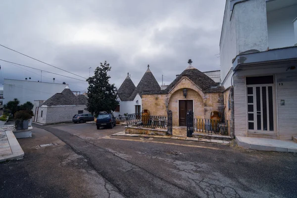 Alberobello Apulia Włochy Luty Piękny Widok Trulli Tradycyjne Domy Ich — Zdjęcie stockowe