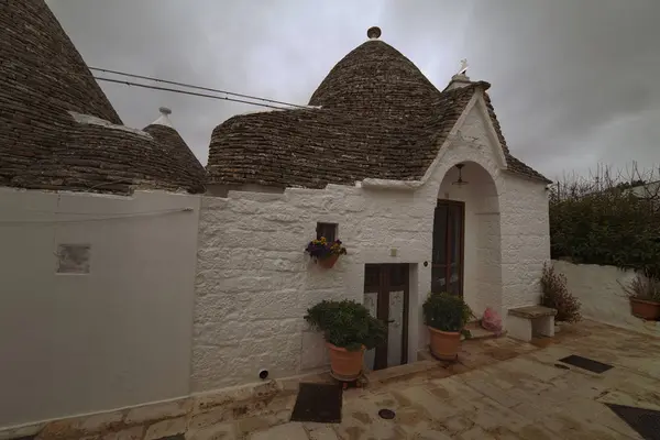 Alberobello Apulien Italien Februar Schöner Blick Auf Die Traditionellen Trulli — Stockfoto