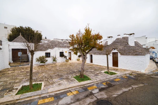 Alberobello Apulia Italia Febrero Hermosa Vista Las Tradicionales Casas Trulli — Foto de Stock