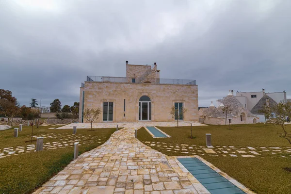 Alberobello Apulië Italië Februari Prachtig Uitzicht Traditionele Trulli Huizen Met — Stockfoto