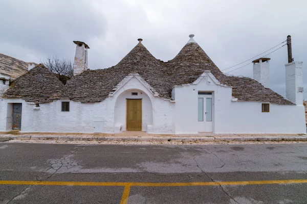 Alberobello Apulien Italien Februar Schöner Blick Auf Die Traditionellen Trulli — Stockfoto