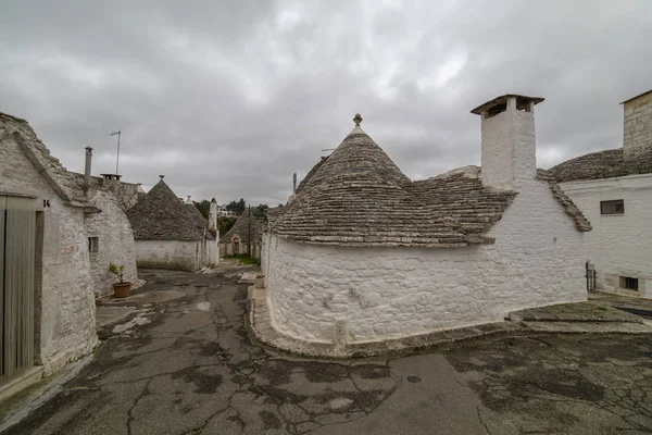 Alberobello Apulië Italië Februari Prachtig Uitzicht Traditionele Trulli Huizen Met — Stockfoto