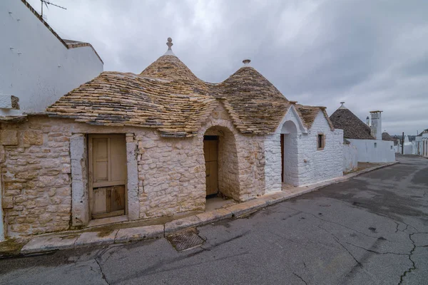 Alberobello Apulia Italia Febrero Hermosa Vista Las Tradicionales Casas Trulli — Foto de Stock