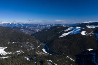 Dağı kış manzara ve kaplı kar aralığı fo çam