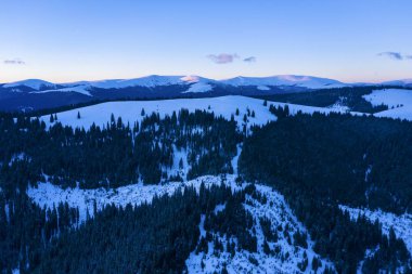Dağı kış manzara ve kaplı kar aralığı fo çam