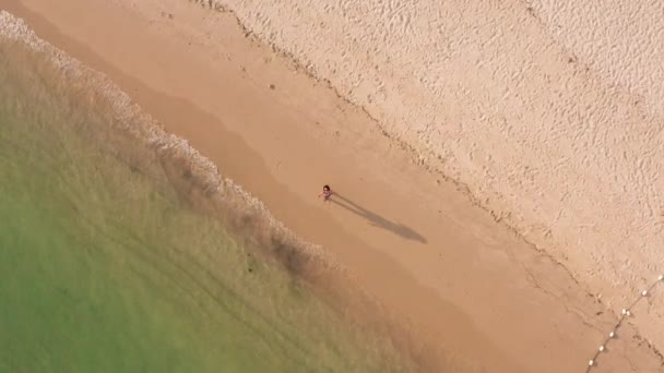 Μια Καυκάσια Γυναίκα Μια Τροπική Παραλία Από Πάνω — Αρχείο Βίντεο