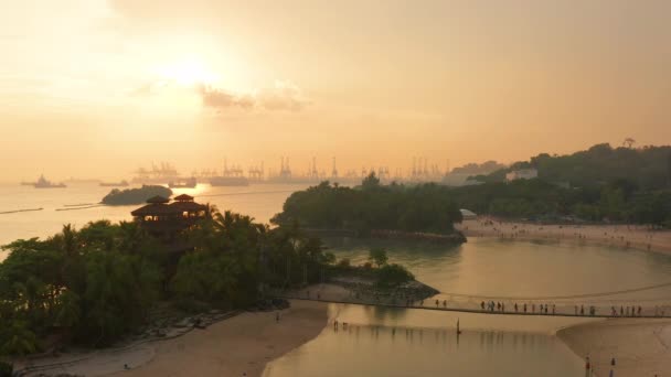 Singapur Singapur Mai 2019 Vista Puente Colgante Playa Palawan Isla — Vídeo de stock