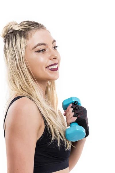 Mooie fit vrouw trainen met dumbbells — Stockfoto