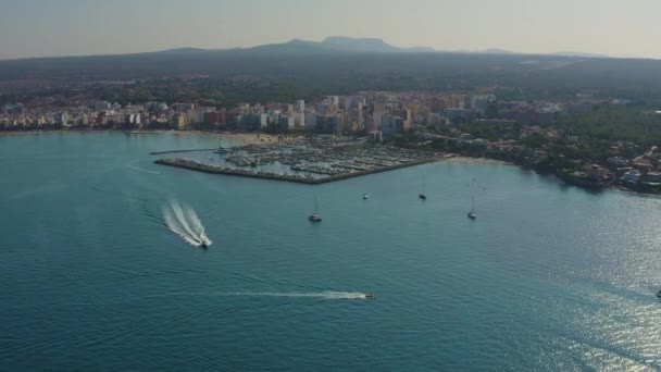 Septiembre 2019 Vuelo Por Encima Palma Mallorca España Metraje Aéreo — Vídeos de Stock