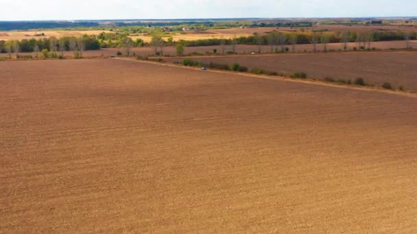 Plowed Land Jordbruk Antenn Utsikt — Stockvideo