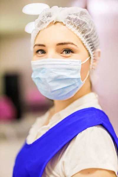 Asiatica Donna Paziente Sguardo Voi Con Maschera Facciale Ospedale — Foto Stock