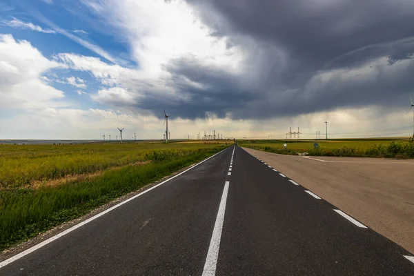 Gerador Turbinas Eólicas Para Energia Limpa Arquivado Dia Tempestade — Fotografia de Stock