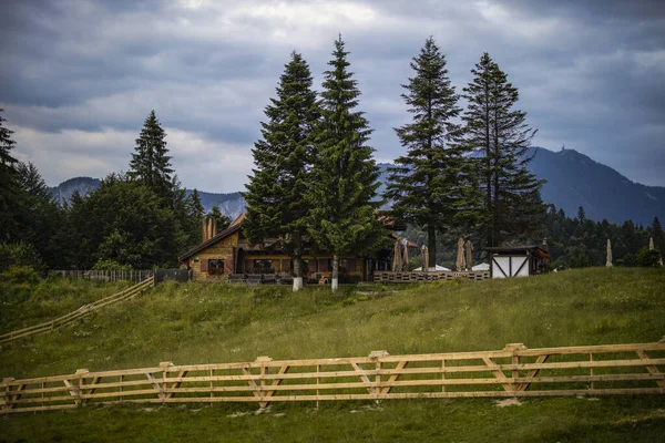 Schöne Landschaft Mit Kiefernwald Den Bergen Und Wolken — Stockfoto