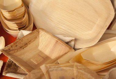 Eko dostu fast gıda kapları, bambu ve palm kaynak ağaç