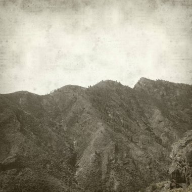 Gran Canaria manzara ile dokulu eski kağıt arka plan