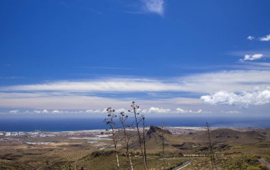 Gran Canaria, Mayıs hiking, Temisas - Aguimes, görünümü okyanus doğru yönlendirmek 