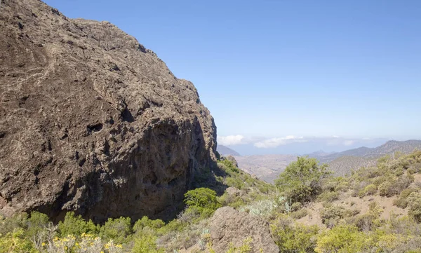 Gran Canaria Mai Wanderweg Candelilla Marrubio Blick Auf Das Tal — Stockfoto