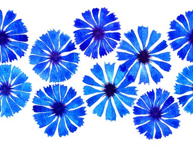 repeatble sorunsuz suluboya mavi peygamber çiçeği beyaz sınırında