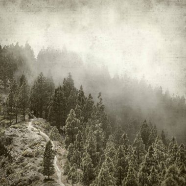 Gran Canaria manzara ile dokulu eski kağıt arka plan