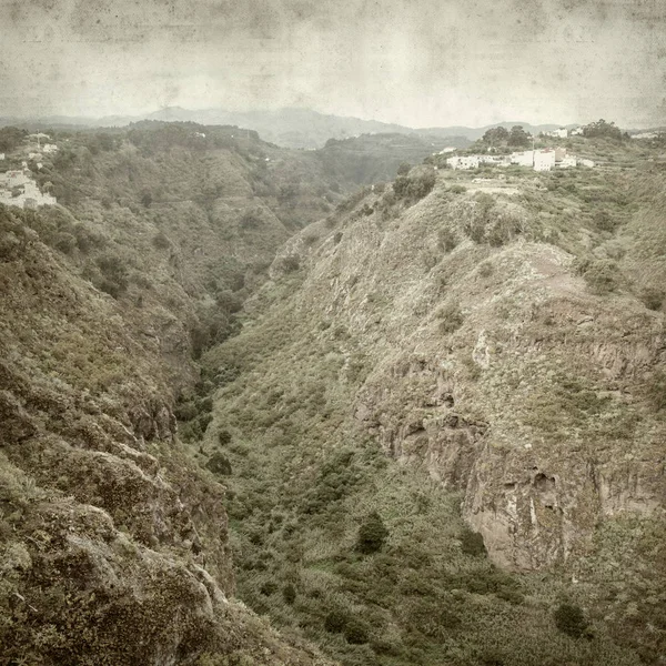 质感旧纸张背景与格兰加那利岛景观 — 图库照片