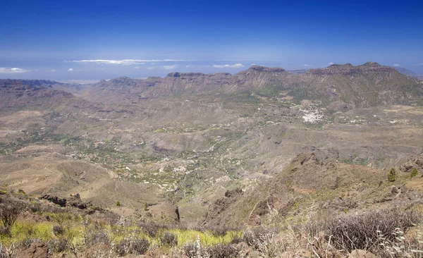 Gran Canaria June Výhled Přes Caldera Tirajana Směrem Pohoří Amurga — Stock fotografie