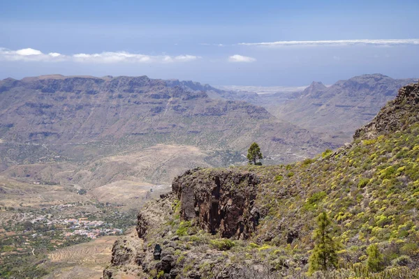 Gran Canaria, Haziran, görüntülemek Caldera de Tirajana arasında dağ silsilesi Amurga doğru