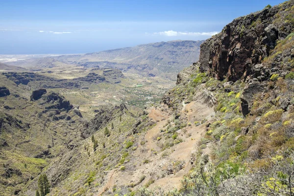 Gran Canaria Junio Vistas Largo Sendero Entre Barranco Guayadeque Caldera — Foto de Stock