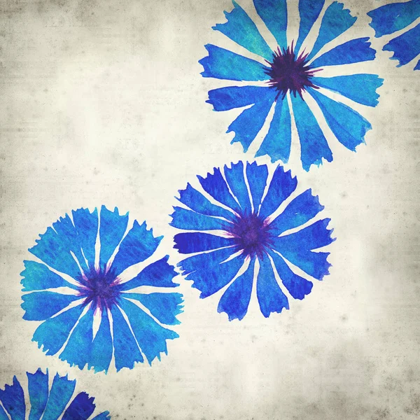 Texturált Régi Papír Háttér Kék Búzavirág Akvarell — Stock Fotó