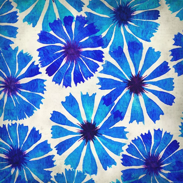 Fundo Papel Velho Texturizado Com Aquarela Cornflower Azul — Fotografia de Stock