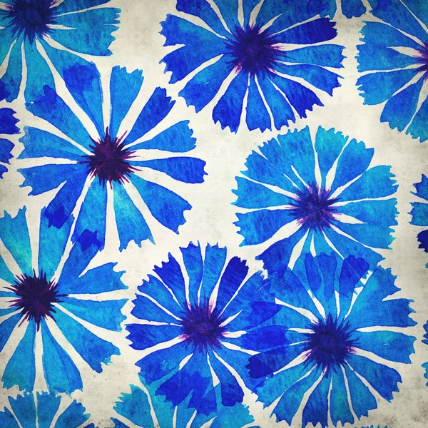 Fundo Papel Velho Texturizado Com Aquarela Cornflower Azul — Fotografia de Stock