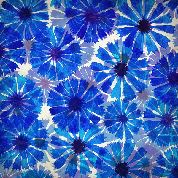 Fundo Papel Velho Texturizado Com Aquarela Cornflower Azul — Fotografia de Stock