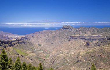 Gran Canaria, Las Huelva'daki, doğru Teide Tenerife adanın en yüksek alanlarda görünümünden