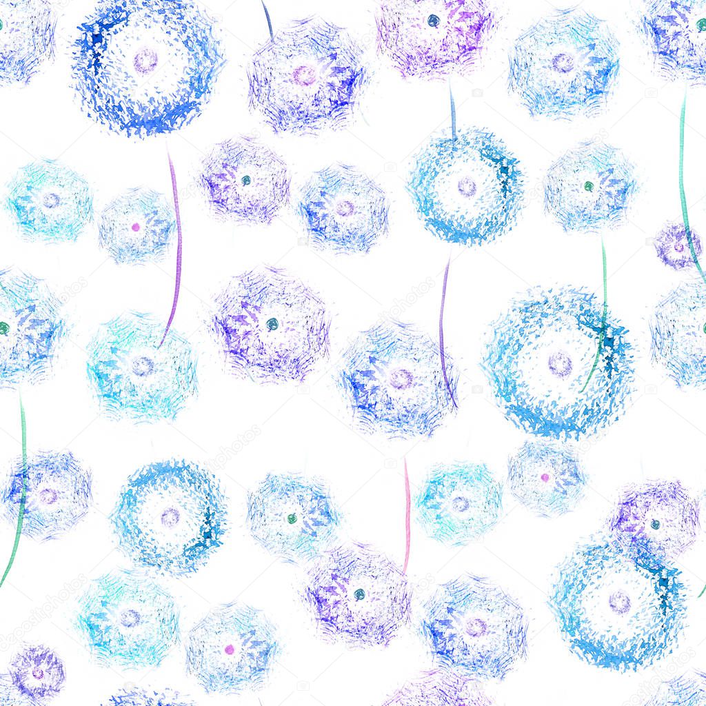 simple dandelion watercolor  background, seamless and repeatable
