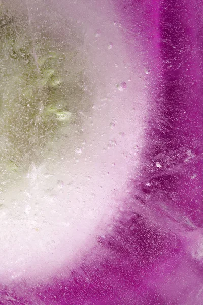 氷のブロックに凍結野生ニラ花房でフローラの抽象的なマクロの自然な背景を凍結 — ストック写真